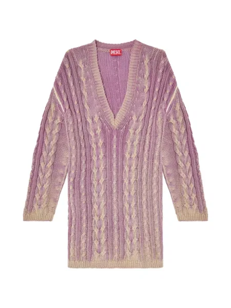 Rochie mini Diesel tricotate cu decolteu în V violet