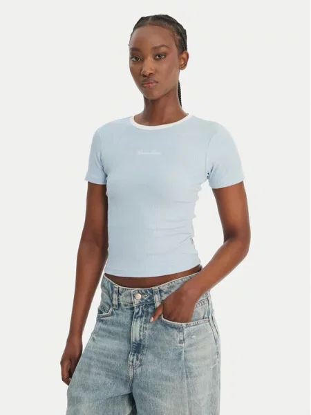 GUESS JEANS Tričko nebesky / biela modrá