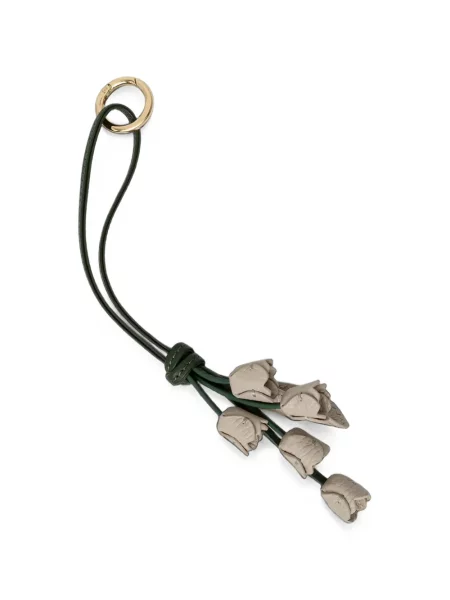Pandantiv Coccinelle din piele cu model floral verde