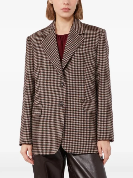 Sacou Max Mara de lână în carouri maro