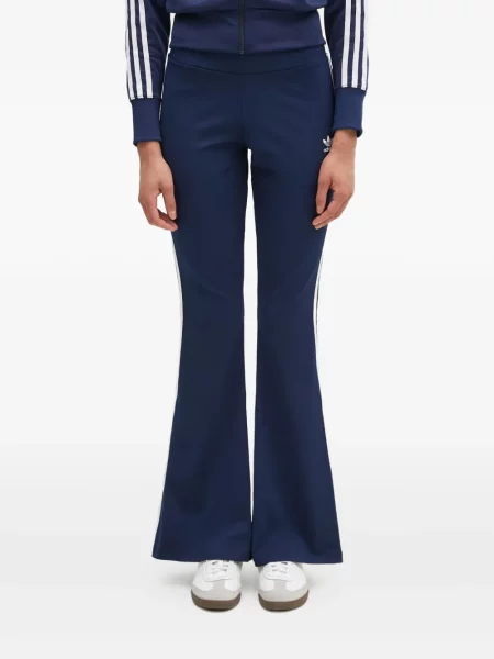 Pantaloni palazzo Adidas cu dungi plisat cu imagine albastru