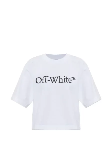 Decupat tricou Off-white cu imagine alb