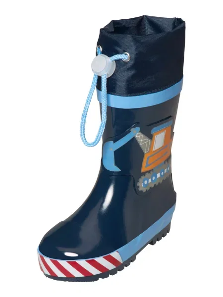 PLAYSHOES Cizme de cauciuc Baustelle albastru marin / albastru deschis / piatră / portocaliu gri