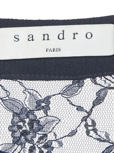 Rochie mini Sandro din dantelă cu legături albastru