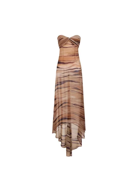 Sukienka wieczorowa Elisabetta Franchi w tygrysie prążki brązowa