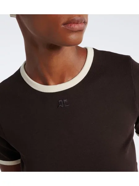 Tricou Courreges din jerseu maro
