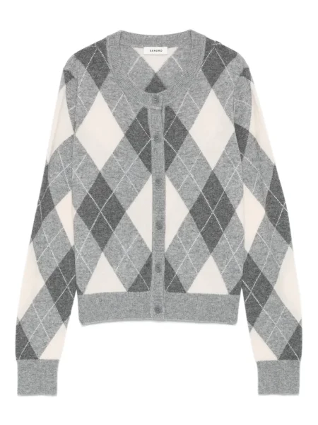 Cardigan Sandro cu model argyle gri