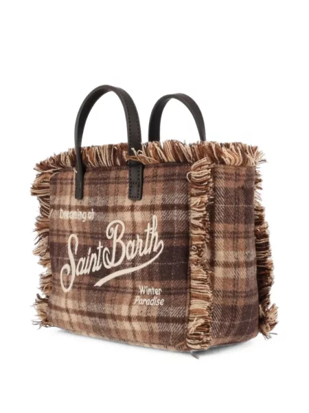 Geantă shopper Mc2 Saint Barth în carouri maro