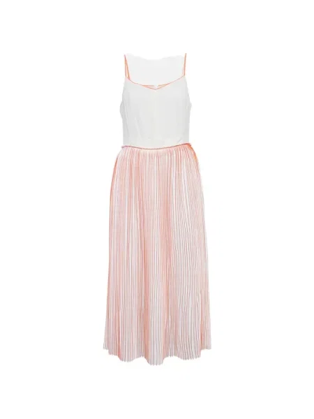 Rochie midi Victoria Victoria Beckham de mătase până la genunchi de costum alb