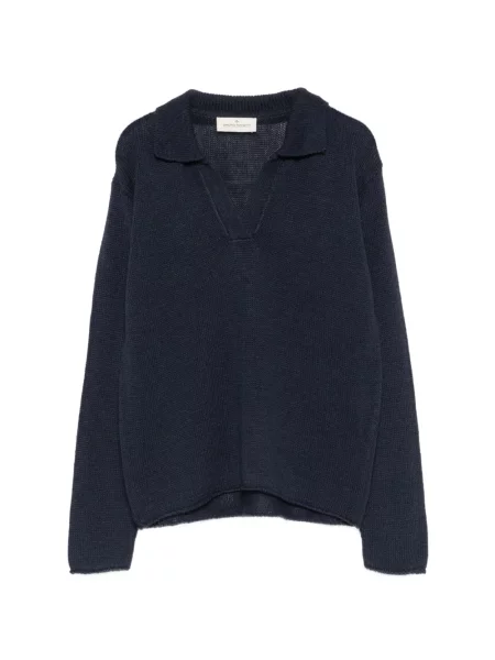 Pulover Bruno Manetti tricotate cu decolteu în V albastru