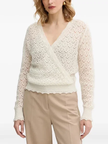 Top Twinset z dekoltem w serek biały