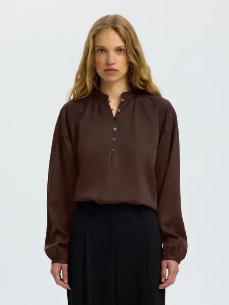 SELECTED Bluză SLWDONNA ciocolatiu