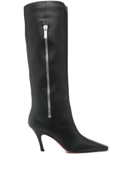 Botine Amina Muaddi cu vârf pătrat negru