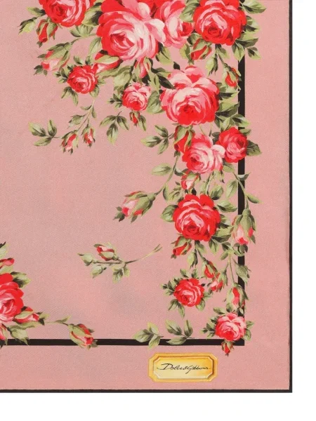 Fular Dolce & Gabbana cu model floral cu imagine roz