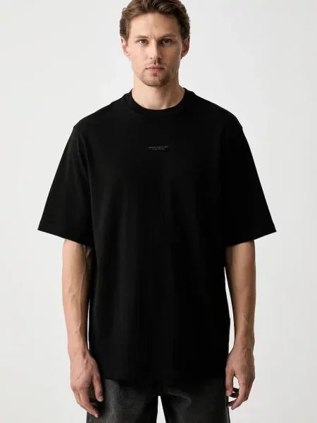 Armani Exchange tricou basic pentru femei din negru