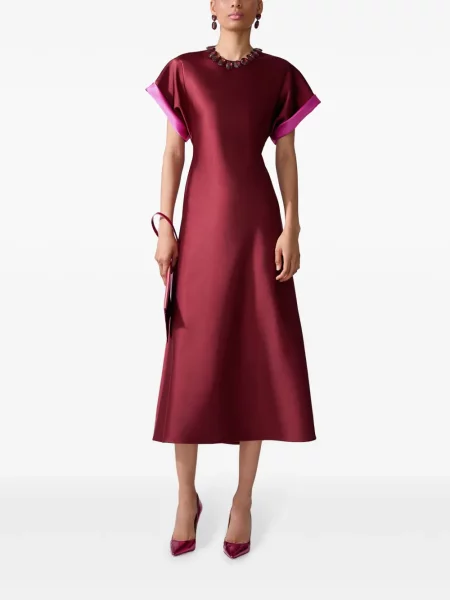 Midi suknelė Carolina Herrera satino raudona