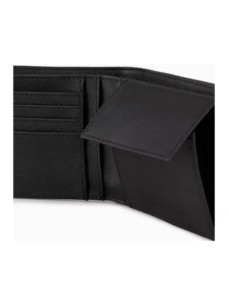Portfel Emporio Armani skórzany z logo czarny
