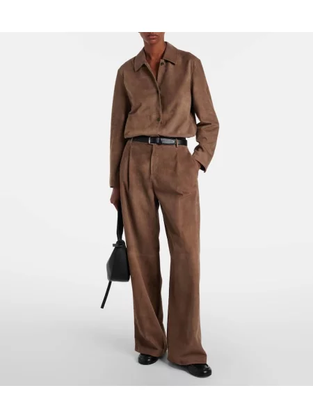 Top 's Max Mara din piele de căprioară bej