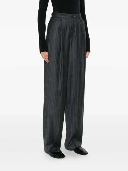 Pantaloni Aya Muse cu dungi cu imagine plisate gri