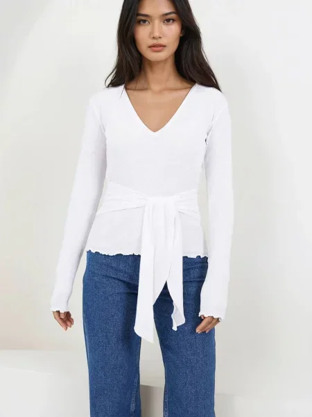 Trend Alaçatı Stili Tricou alb