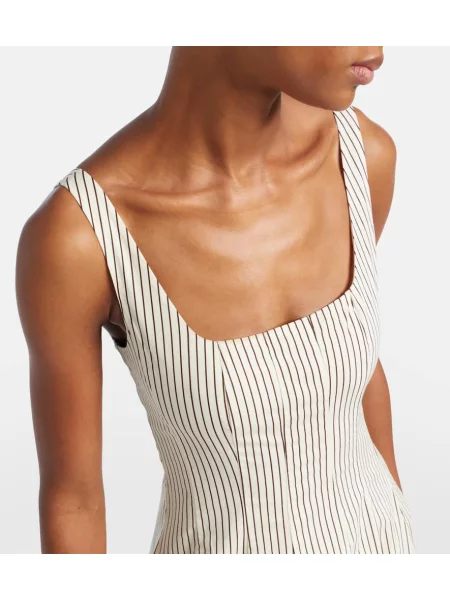 Rochie midi Staud plisată până la genunchi de costum alb