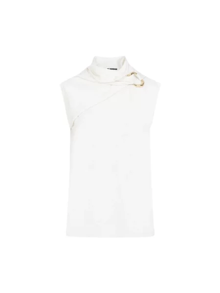 Top Jil Sander wełniany biały