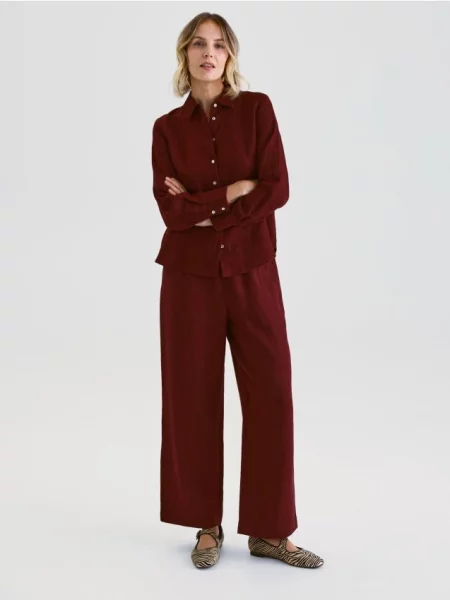 Reserved Лляні штани бордовий