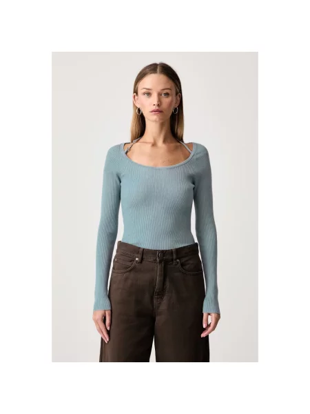 Guess sweter z wiskozą MEGHAN niebieski