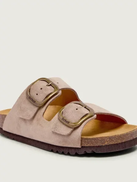 Scholl Șlapi NOELLE | piele întoarsă bej