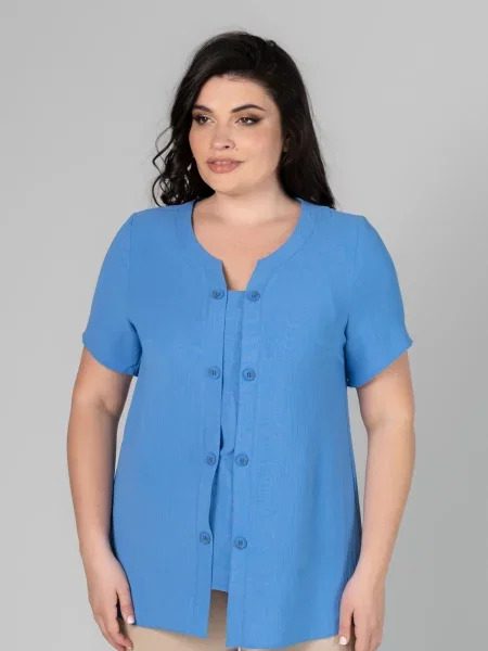 Блуза All Posa бавовна/поліестер блакитний