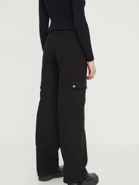 Kalhoty Guess Originals jednoduché high waist černá