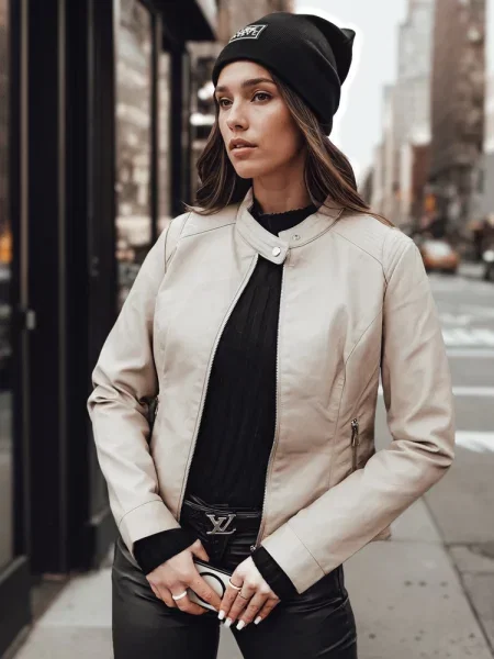 Kožna jakna Dstreet bež