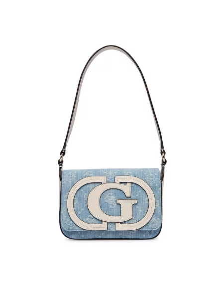 GUESS Geantă de umăr Ruby bej / denim albastru