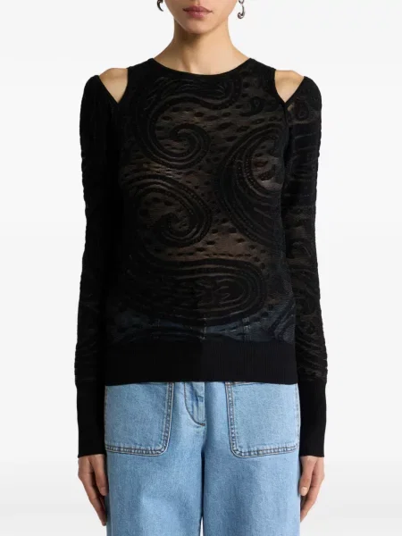 Pulover Etro cu model paisley din jacard negru