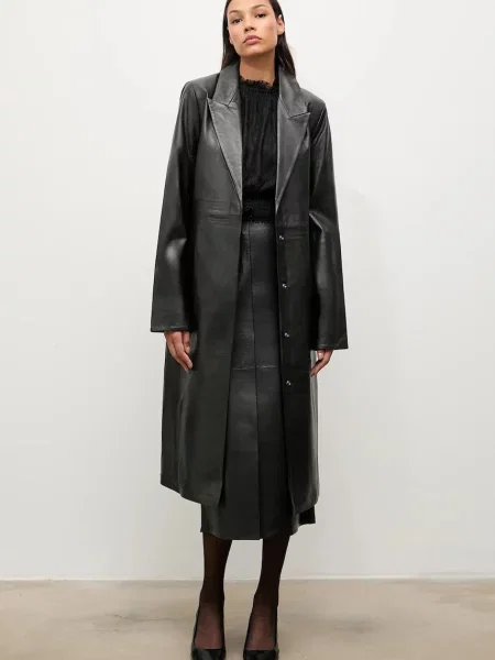 Шкіряний плащ Answear.LAB чорний
