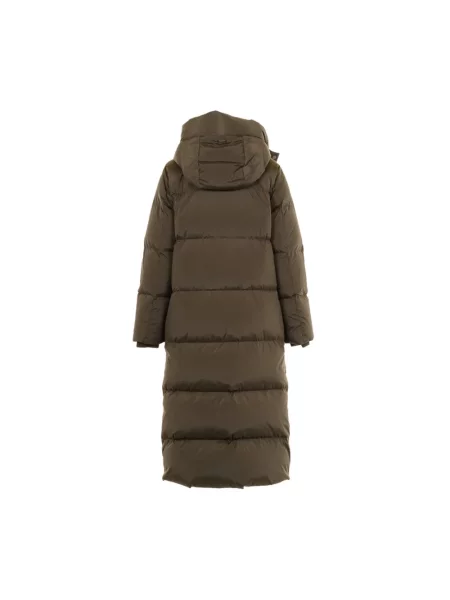 Długi płaszcz Woolrich z kapturem zielony