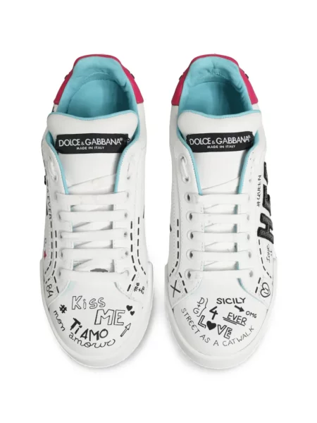 Sneakerși Dolce & Gabbana din piele cu imagine alb