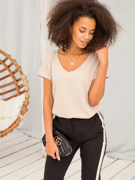 Tricou Fashionhunters bej