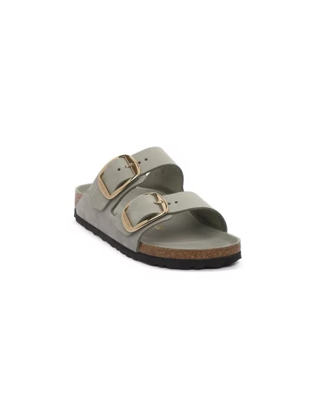 Papuci Birkenstock din piele cu cataramă verde