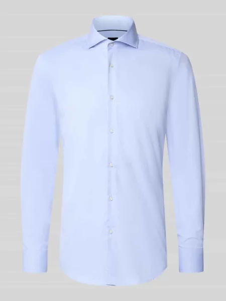 Koszula biznesowa o kroju slim fit z czystej bawełny model Boss błękitna