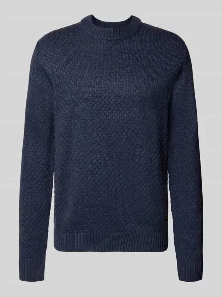 Sweter z dzianiny o kroju regular fit z mieszanka bawełny model BLAKE' Jack & Jones granatowy