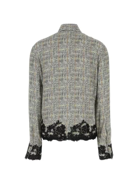 Cămașă Ermanno Scervino cu model herringbone din dantelă gri