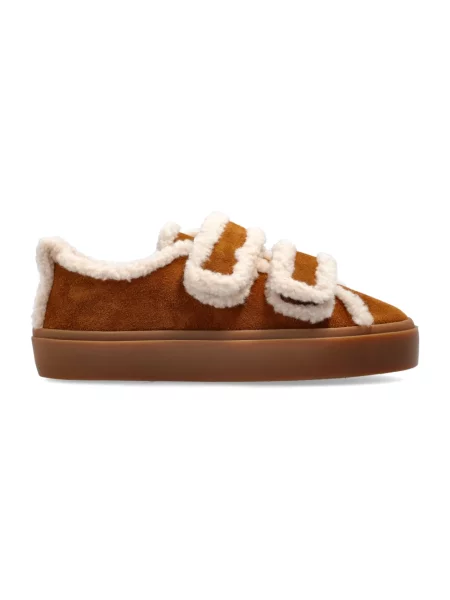 Inuikii sneakersy zamszowe Shearling Low Velcro brązowy