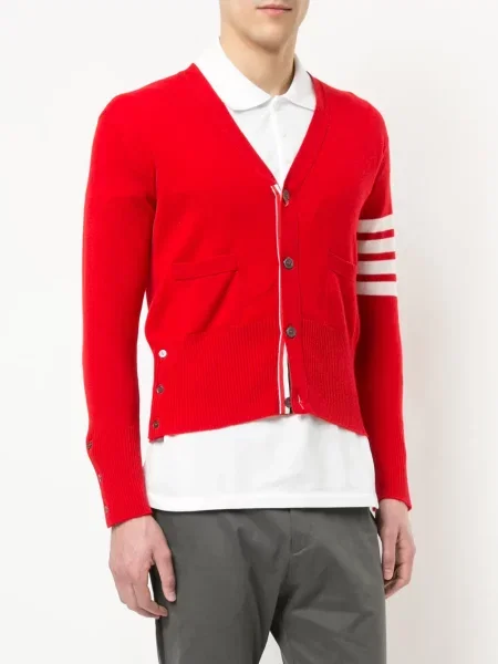 Ριγέ ζακέτα Thom Browne κασμίρ κόκκινο