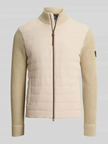 Kardigan rozpinany o kroju regular fit z mieszanki materiałów z pikowaną wstawką Polo Ralph Lauren beżowy
