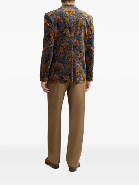 Geacă Etro de catifea cu model floral albastru