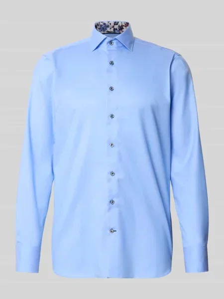 Koszula casualowa o kroju slim fit z kołnierzykiem typu kent model ‘Savio’ Olymp Signature Slim Fit błękitna
