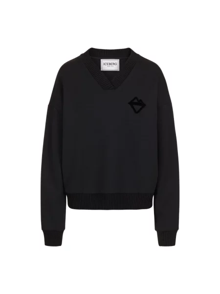 Bluza Iceberg z dekoltem w serek z logo czarna