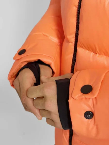 Kurtka w stylu puffer ze stójką model Fire + Ice pomarańczowa