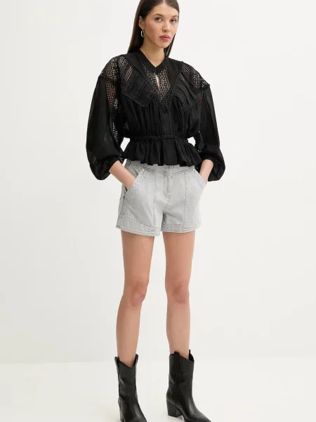 IRO szorty jeansowe gładkie high waist szary